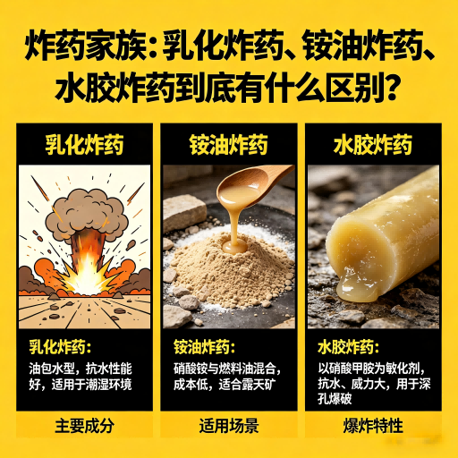 甘南炸药家族：乳化炸药、铵油炸药、水胶炸药到底有什么区别？